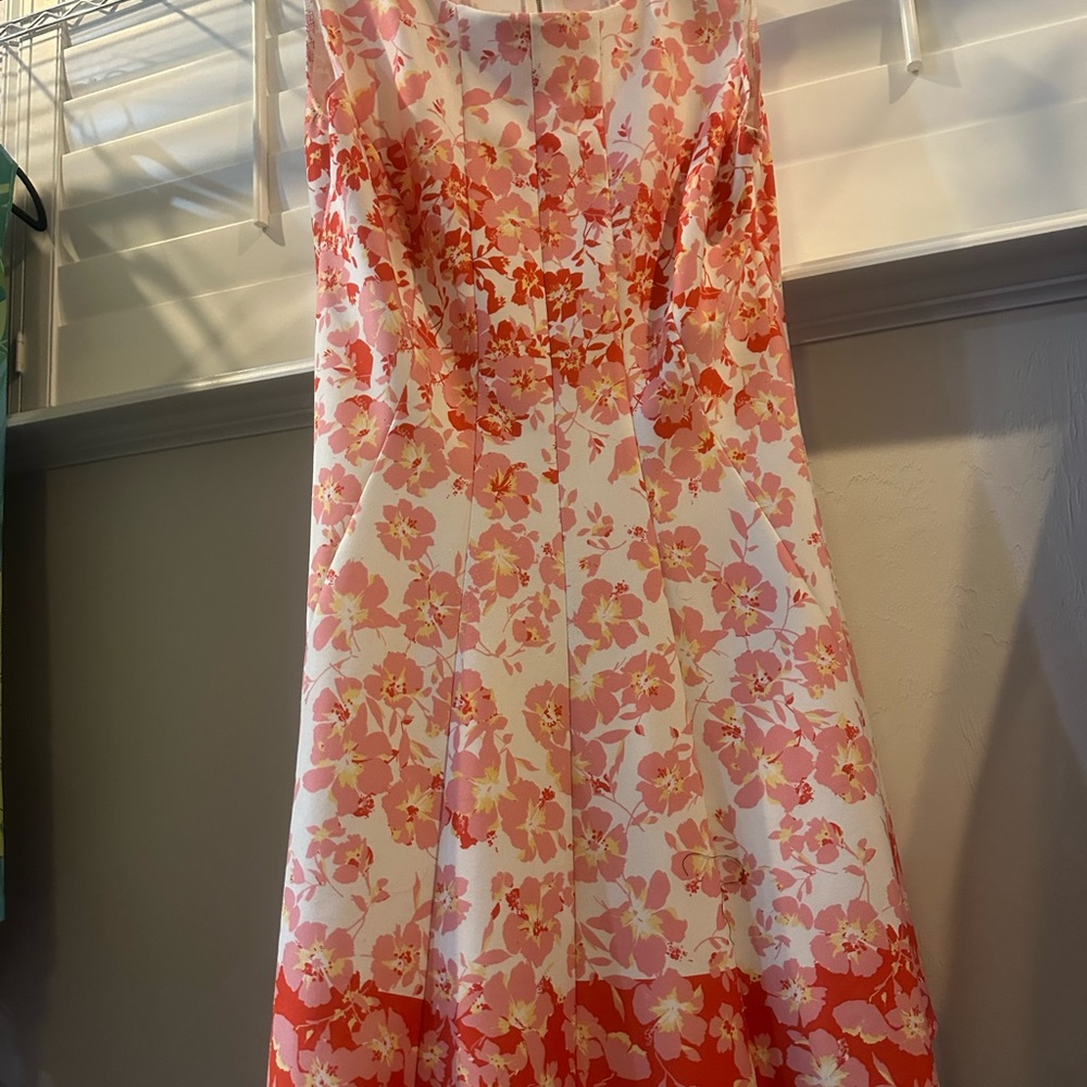 Floral Sleeveless Dress - Pink and White